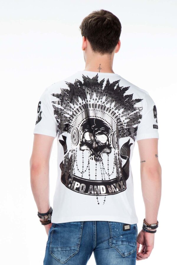 American-feather-skull-headgear-cotton-streetstyle-tshirt-cipo-and-baxx-ct409