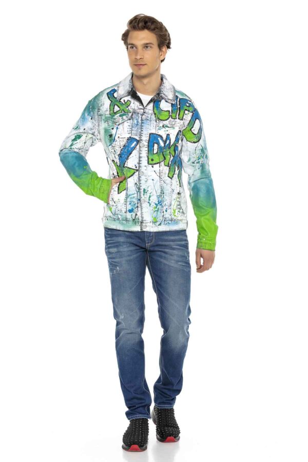 Neon Graffiti Stylish Streetwear Denim Jacket_4