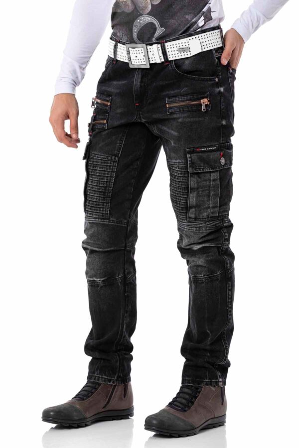 Voyager Cargo Black Denim Jeans Cipo and Baxx CD798