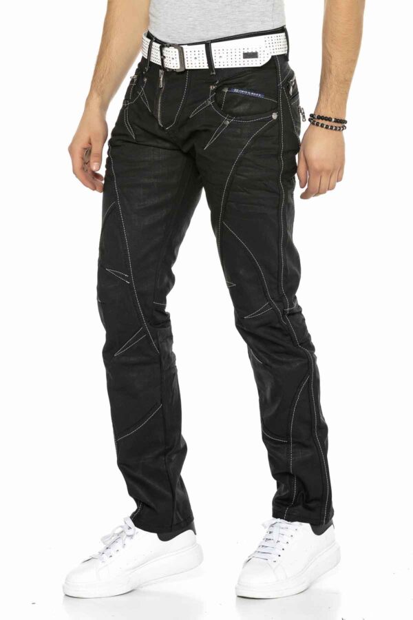 Waxed Noir Denim Streetstyle Jeans Cipo and Baxx