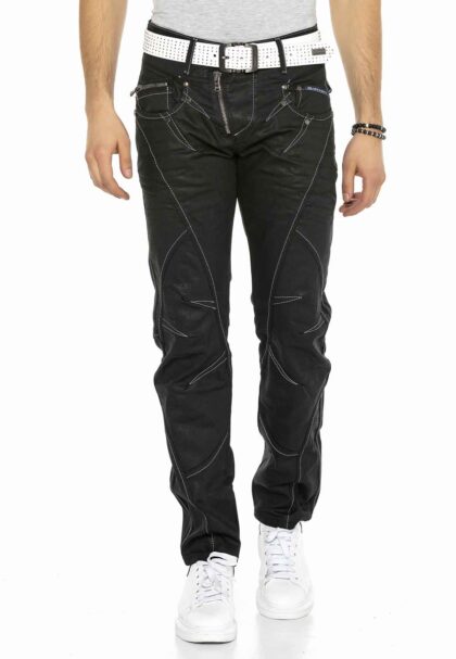 Waxed Noir Denim Streetstyle Jeans Cipo and Baxx