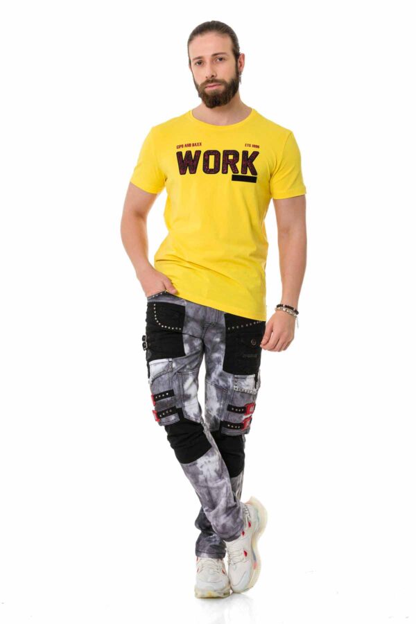 Yellow-Cotton-Work-Hard-Tshirt-cipo-and-baxx