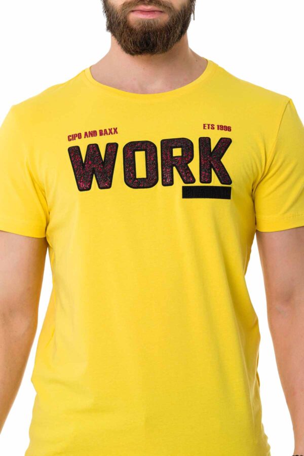 Yellow-Cotton-Work-Hard-Tshirt-cipo-and-baxx