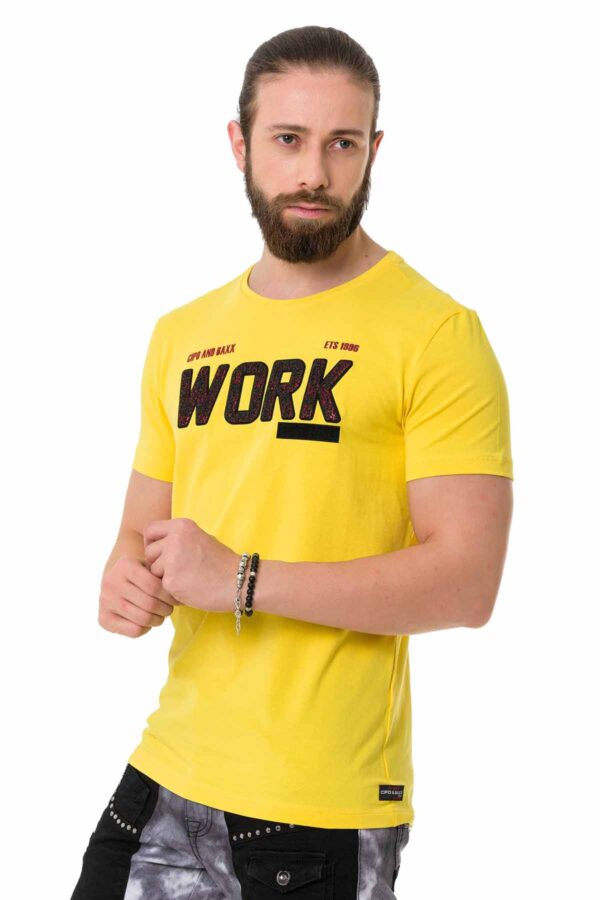 Yellow-Cotton-Work-Hard-Tshirt-cipo-and-baxx