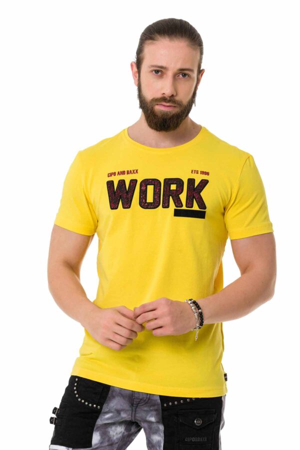 Yellow-Cotton-Work-Hard-Tshirt-cipo-and-baxx