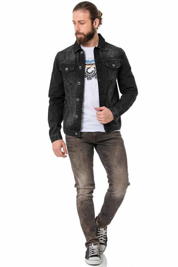 black cotton denim men aesthetic jacket cipo and baxx cj289