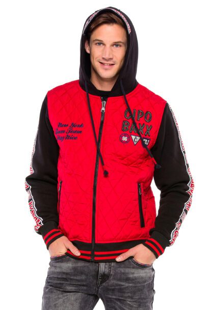 zipper hoodie jacket red men cipo and baxx cj246