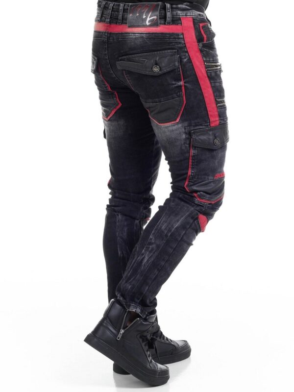 Redline zipper denim black jeans men cipo and baxx