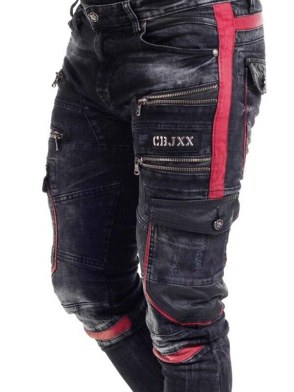 Redline zipper denim black jeans men cipo and baxx