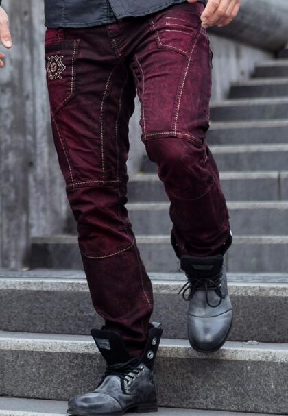 burgundy stylish denim jeans men cipo and baxx cd479