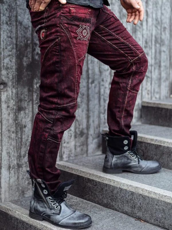 burgundy stylish denim jeans men cipo and baxx cd479