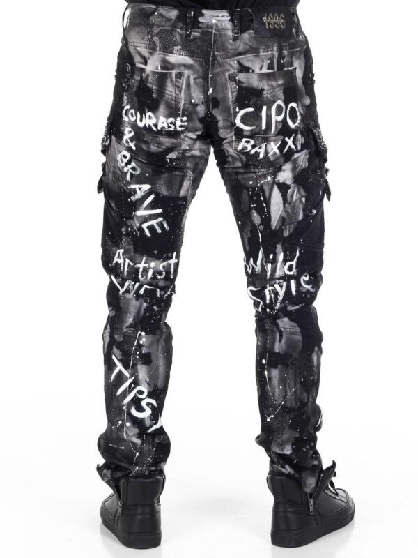 glitter monochrome painted cotton denim jeans