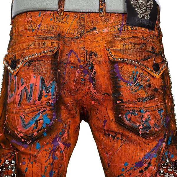 orange stylish luxury pop denim jeans cipo and baxx cd634