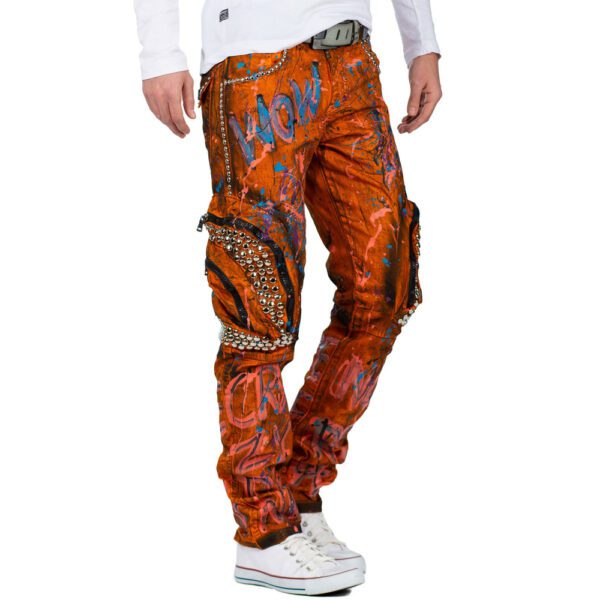 orange stylish luxury pop denim jeans cipo and baxx cd634