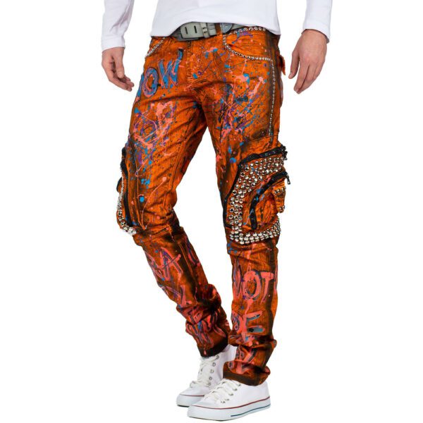 orange stylish luxury pop denim jeans cipo and baxx cd634