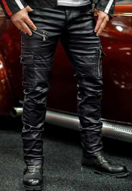 stylish shiny black cotton cargo denim men cipo and baxx