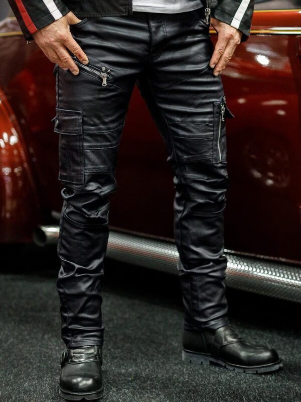 stylish shiny black cotton cargo denim men cipo and baxx