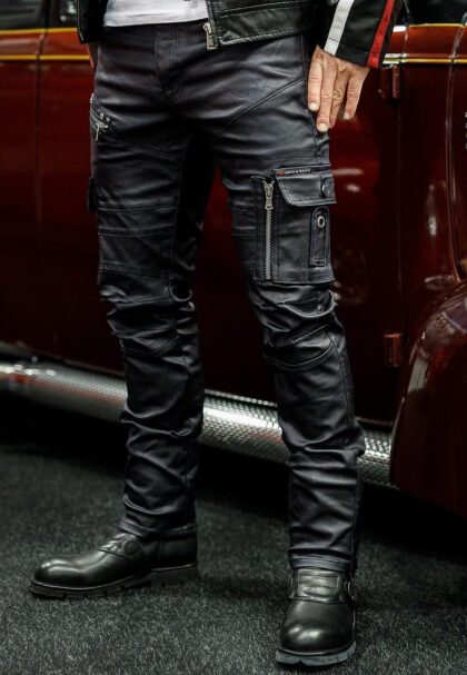 stylish shiny black cotton cargo denim men cipo and baxx