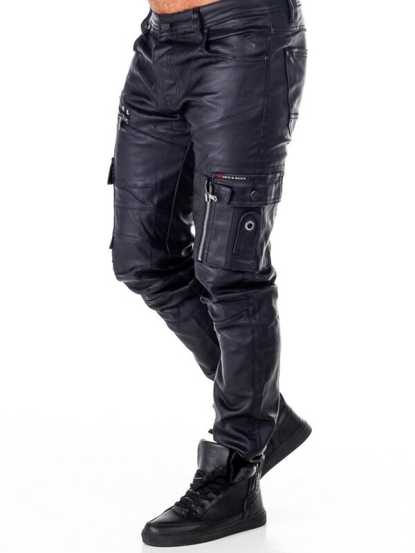 stylish shiny black cotton cargo denim men cipo and baxx