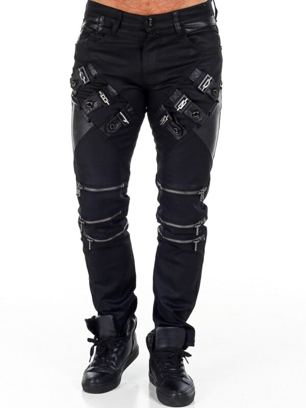 waxed letters black denim jeans men cipo and baxx cd567