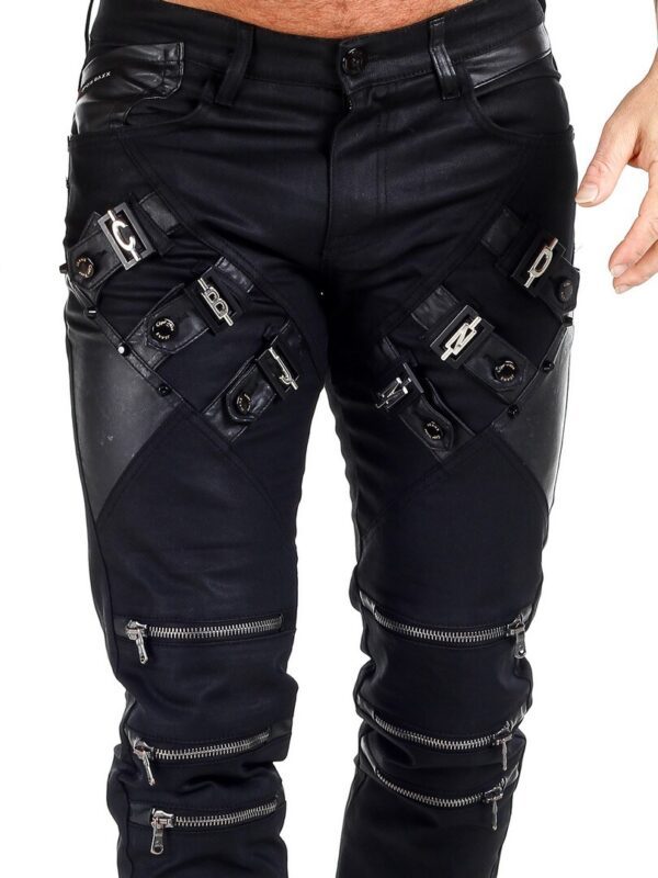 waxed letters black denim jeans men cipo and baxx cd567