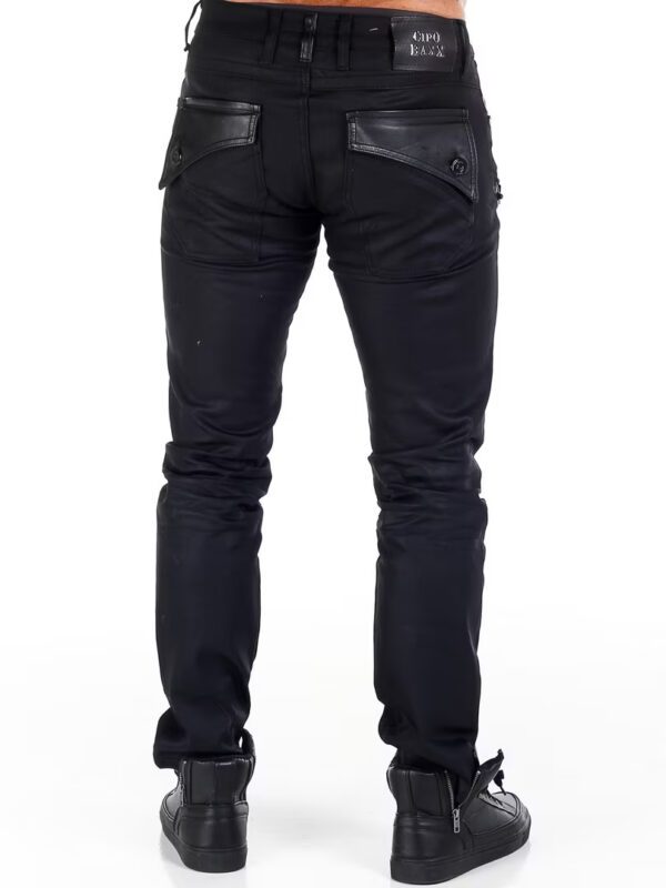 waxed letters black denim jeans men cipo and baxx cd567