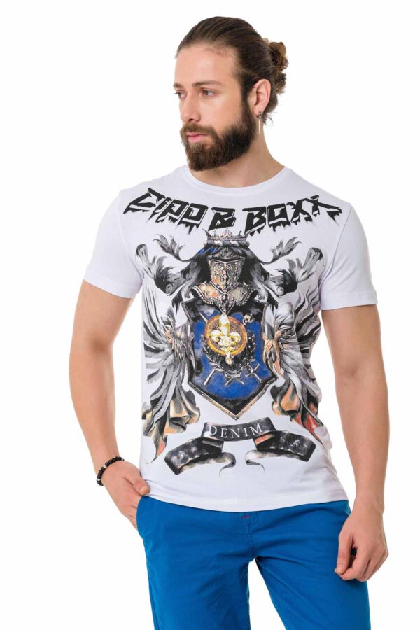 white cotton printed crown men streetstyle tshirt ct743